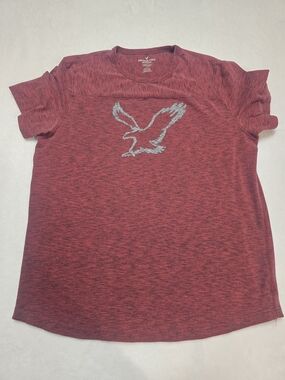 American Eagle Outfitters Men’s Red Heather Logo Crew Neck T-Shirt